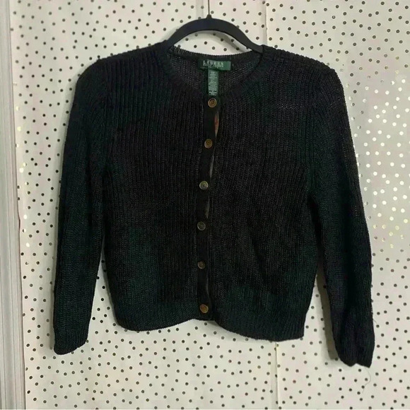 Ralph Lauren Black Button-Up Cardigan - Picture 1 of 4